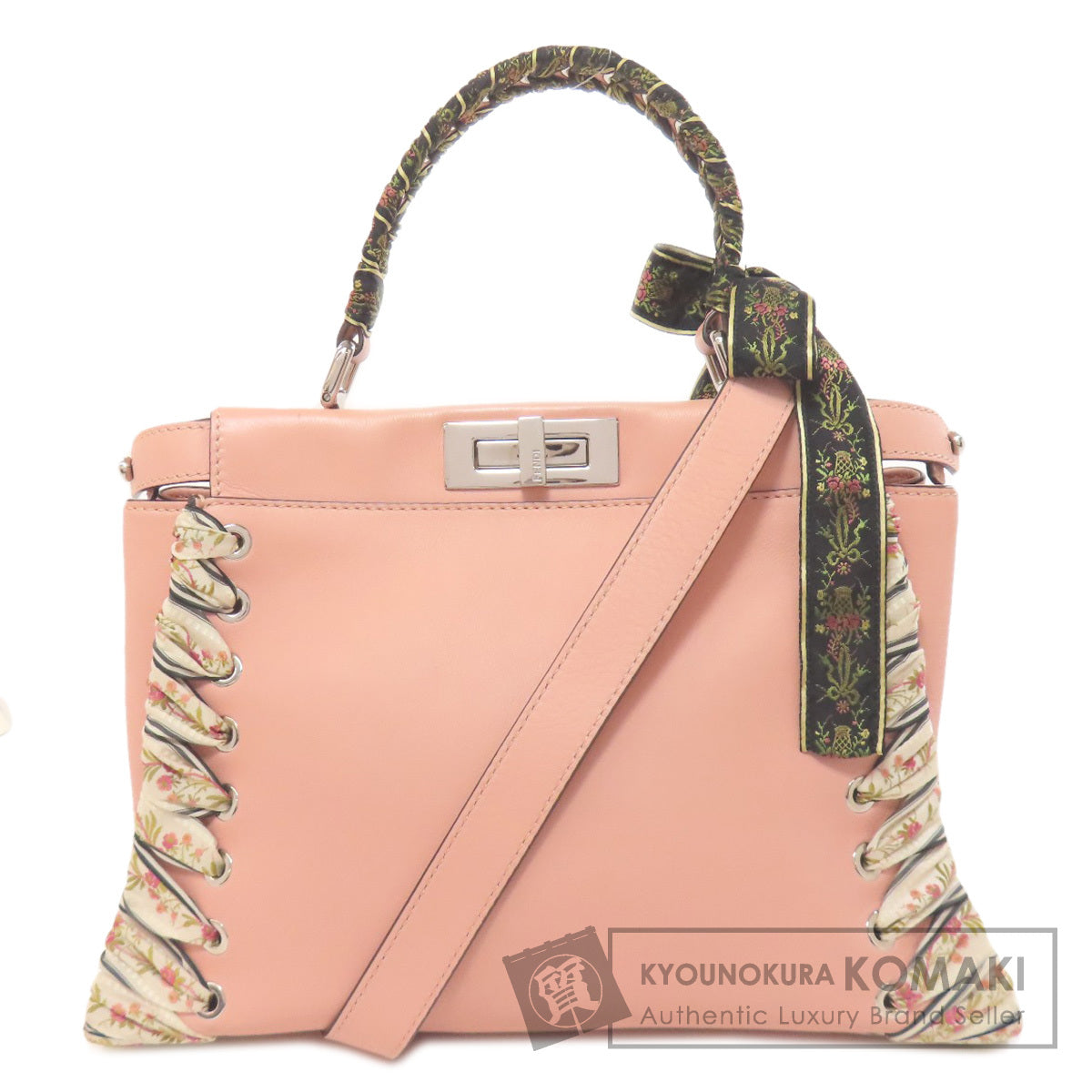 FENDI フェンディ ピーカブー リボンステッチ 2WAY ハンドバッグ カーフ レディース 中古