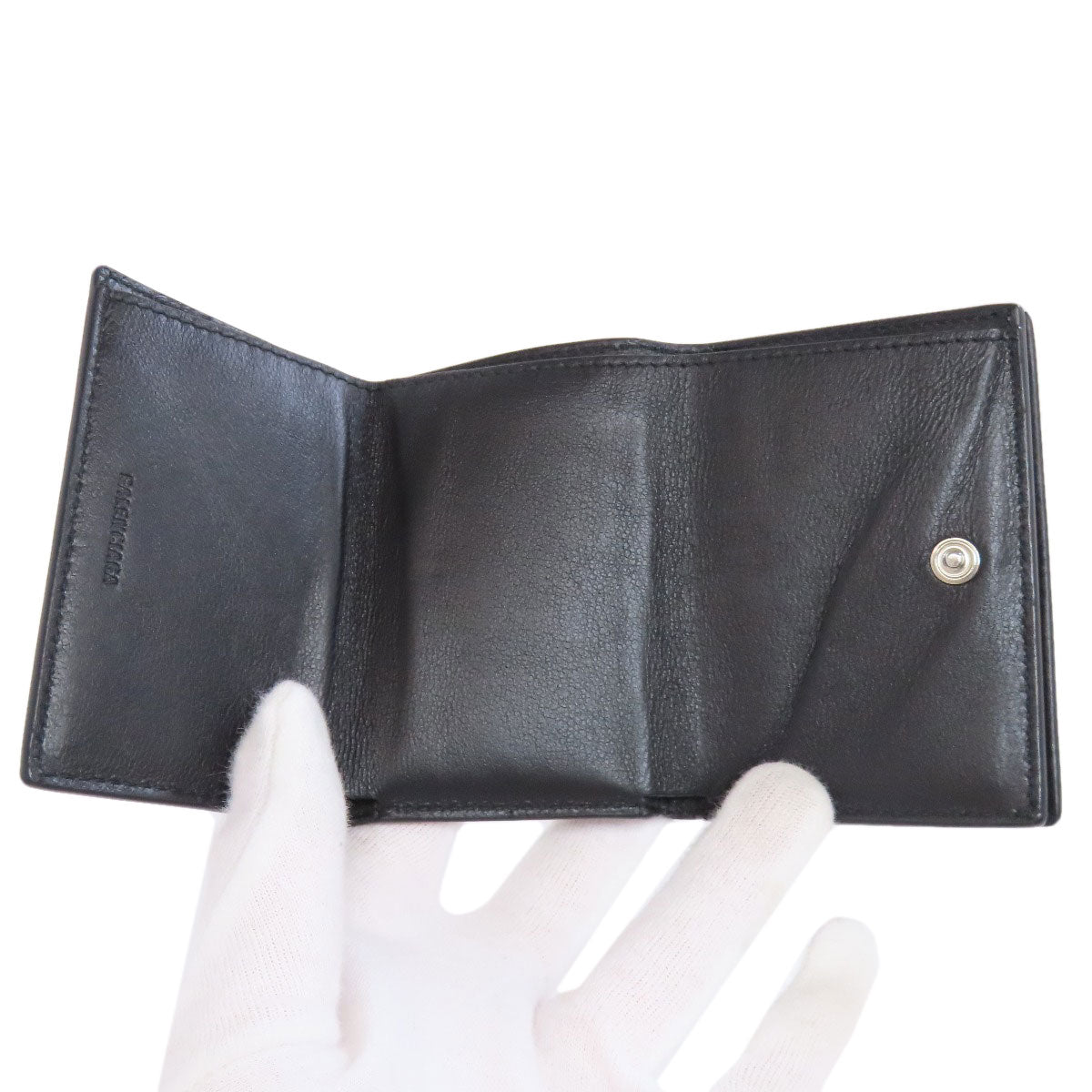 BALENCIAGA バレンシアガ 594312 ロゴ 三つ折り財布 二つ折り財布（小銭入れあり） レザー レディース 中古