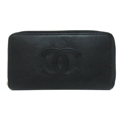 CHANEL シャネル ラウンドファスナー ココマーク ゴールド金具 長財布（小銭入れあり） カーフ レディース 中古