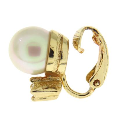 CHRISTIAN DIOR クリスチャンディオール フェイクパール ピアス 金属製 レディース 中古