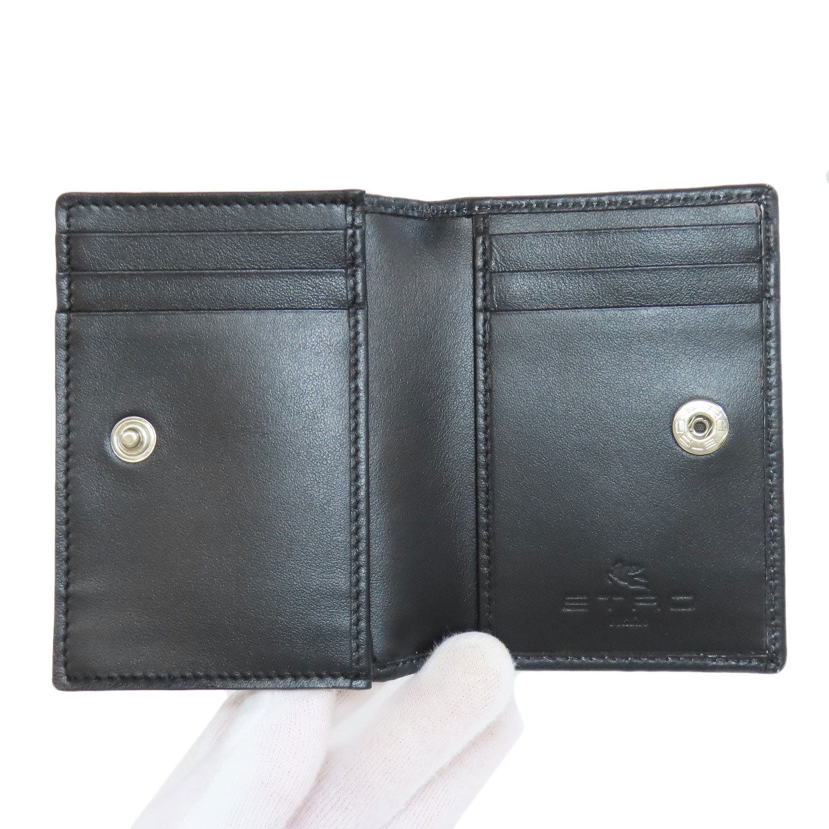 ETRO エトロ フラワーモチーフ カードケース レザー レディース 中古