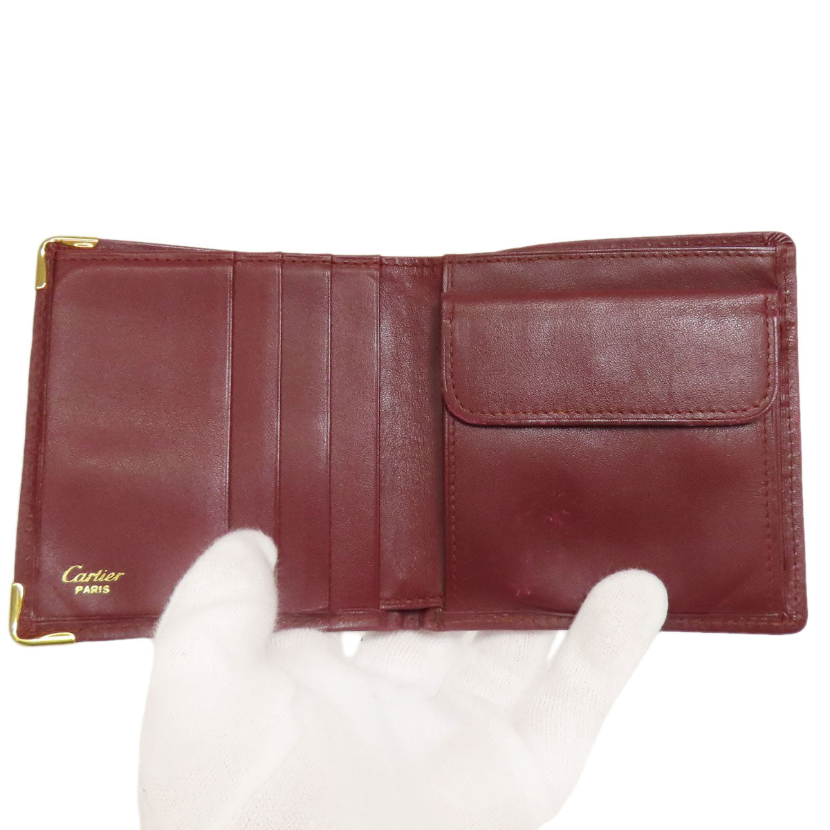 CARTIER カルティエ マストライン 二つ折り財布（小銭入れあり） レザー レディース 中古
