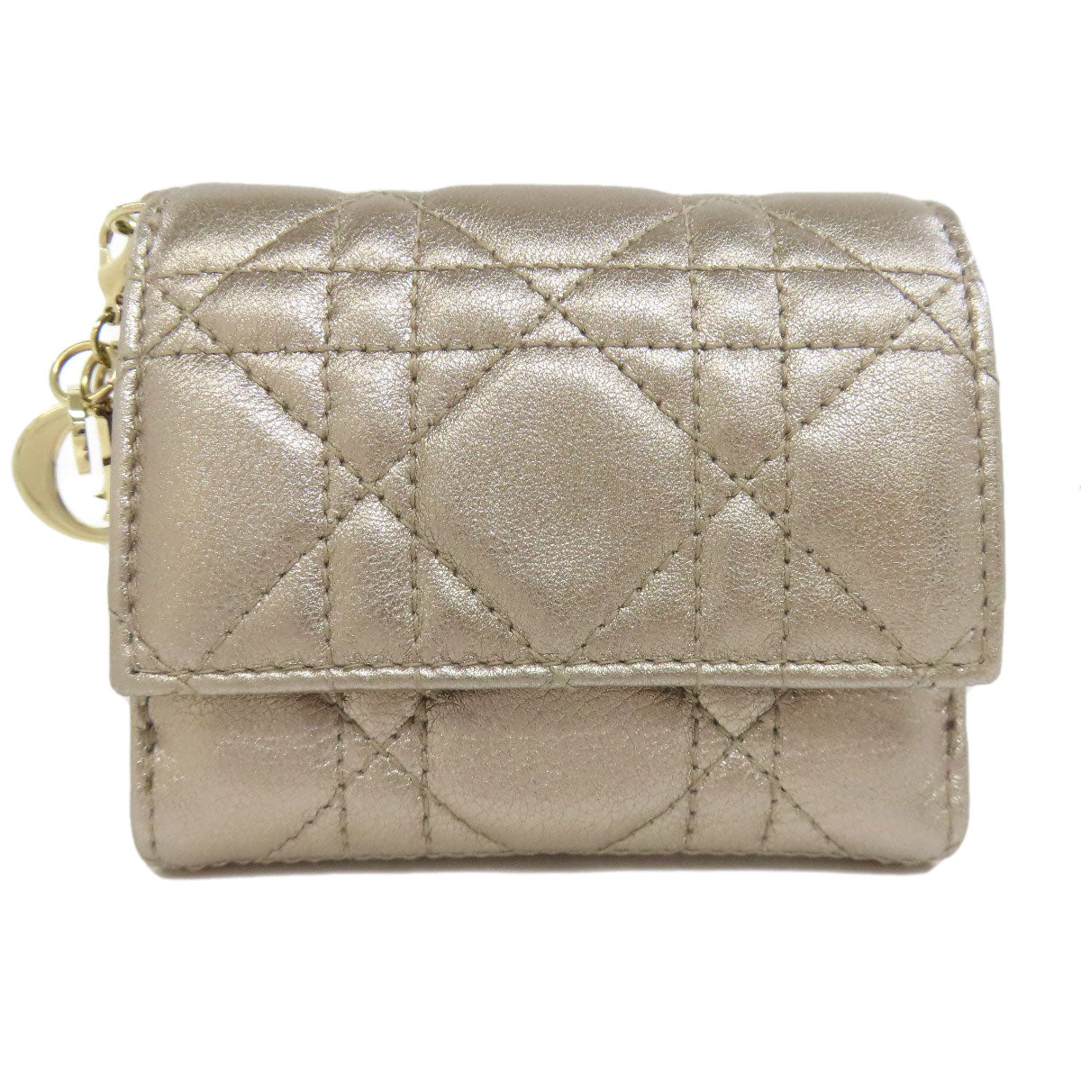 CHRISTIAN DIOR クリスチャンディオール レディディオール 二つ折り財布（小銭入れあり） レザー レディース 中古