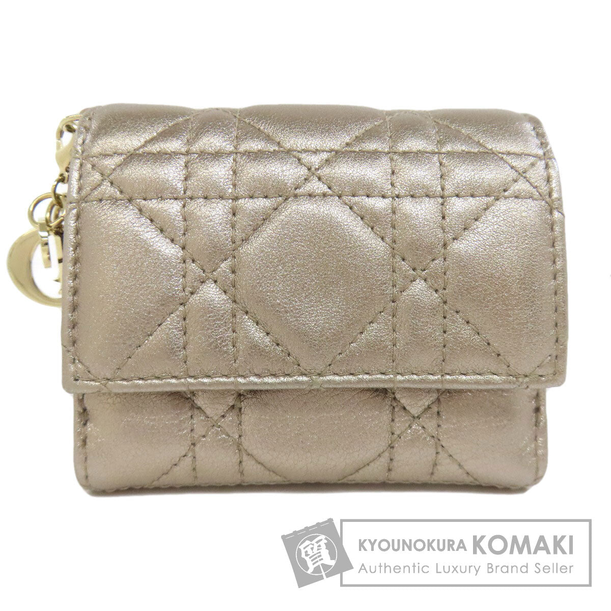 CHRISTIAN DIOR クリスチャンディオール レディディオール 二つ折り財布（小銭入れあり） レザー レディース 中古