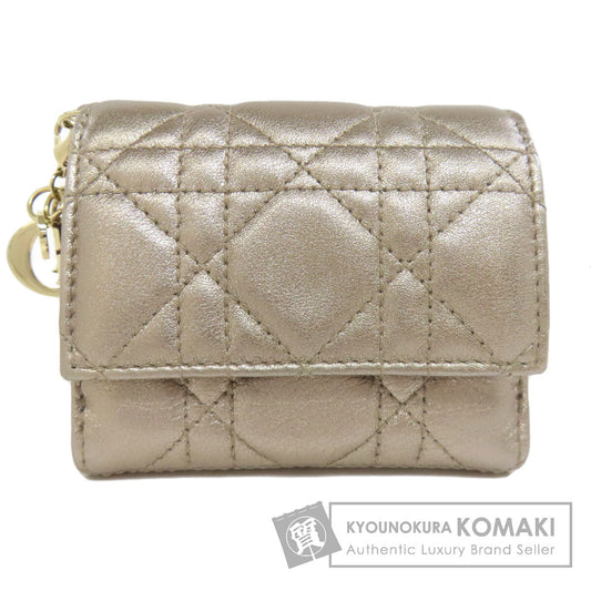 CHRISTIAN DIOR クリスチャンディオール レディディオール 二つ折り財布（小銭入れあり） レザー レディース 中古