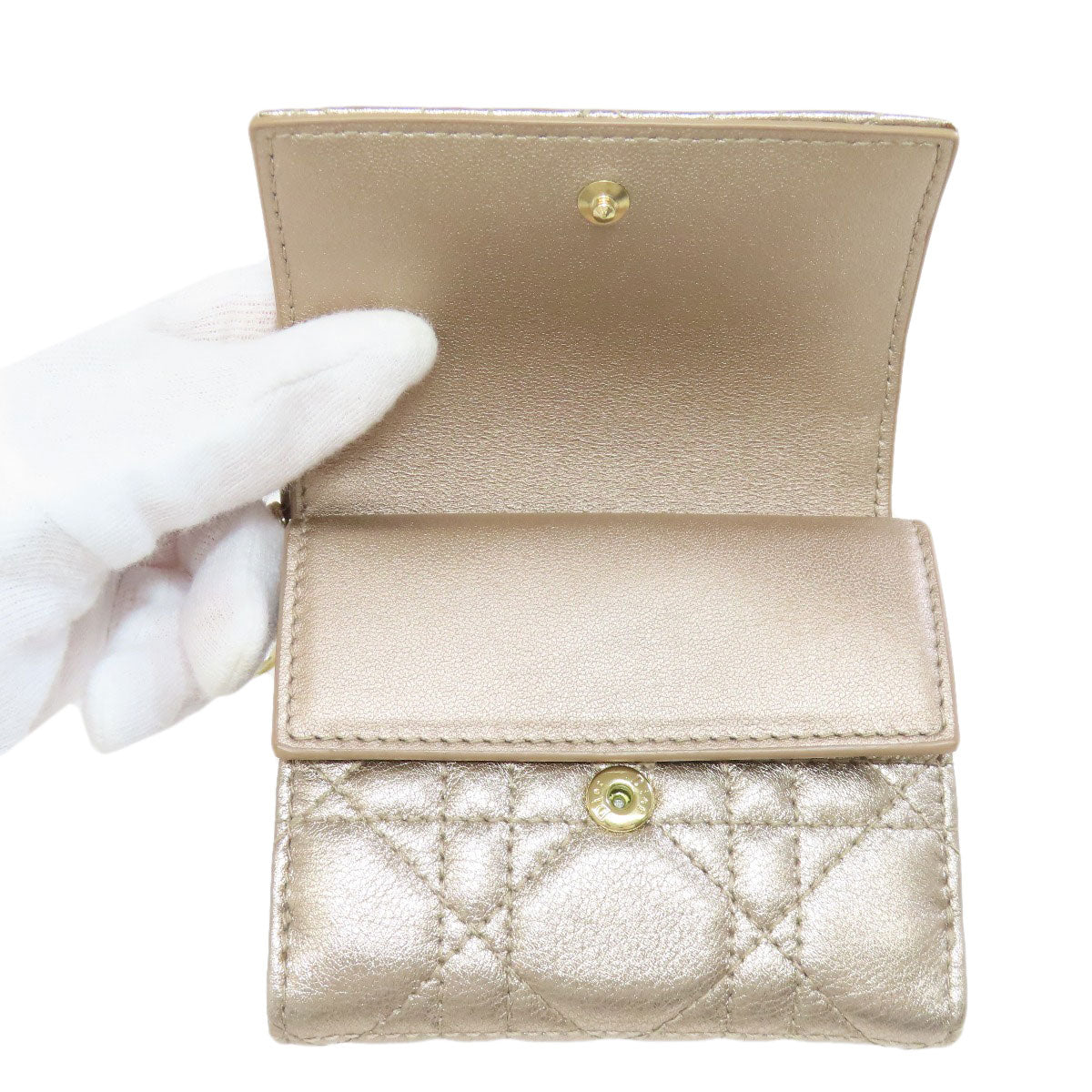 CHRISTIAN DIOR クリスチャンディオール レディディオール 二つ折り財布（小銭入れあり） レザー レディース 中古