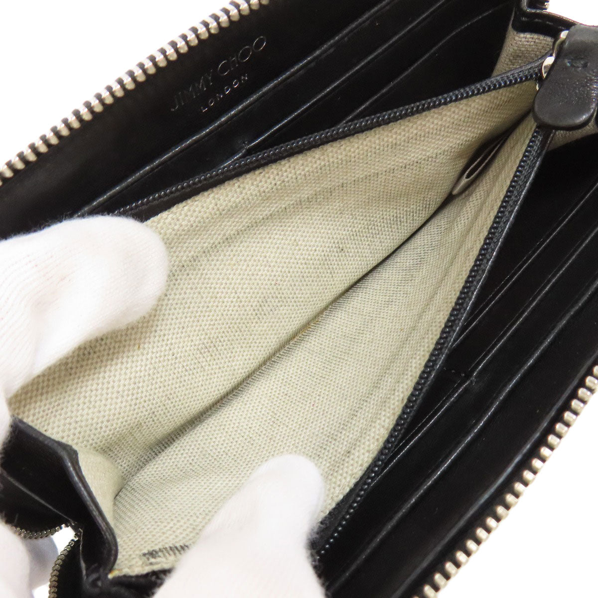 Jimmy Choo ジミーチュウ スタッズ スターモチーフ 二つ折り財布（小銭入れあり） レザー レディース 中古