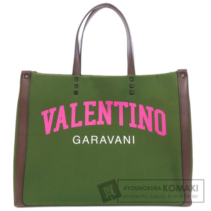 VALENTINO ヴァレンティノ ロゴ ハンドバッグ キャンバス レディース 中古