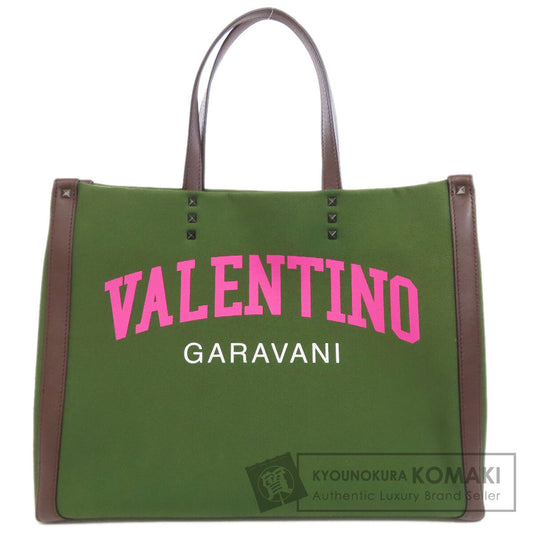 VALENTINO ヴァレンティノ ロゴ ハンドバッグ キャンバス レディース 中古