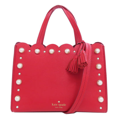 kate spade ケイトスペード 2WAY フェイクパール ハンドバッグ レザー レディース 中古