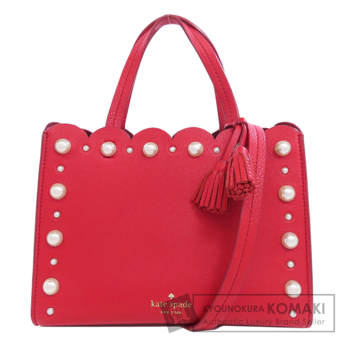 kate spade ケイトスペード 2WAY フェイクパール ハンドバッグ レザー レディース 中古