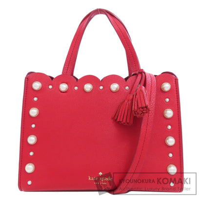 kate spade ケイトスペード 2WAY フェイクパール ハンドバッグ レザー レディース 中古
