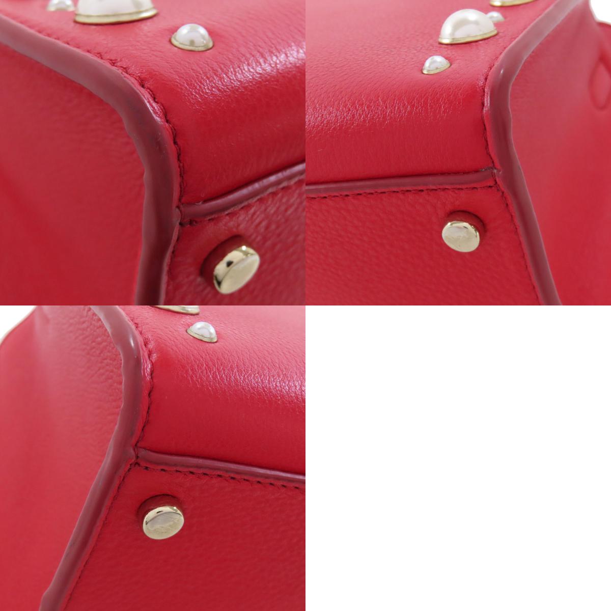 kate spade ケイトスペード 2WAY フェイクパール ハンドバッグ レザー レディース 中古