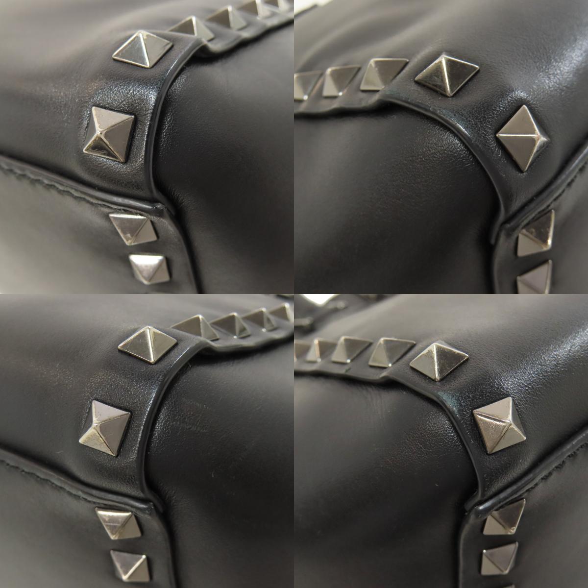 VALENTINO バレンティノ スタッズ 2WAY ハンドバッグ レザー レディース 中古