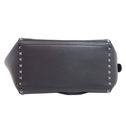 VALENTINO バレンティノ スタッズ 2WAY ハンドバッグ レザー レディース 中古