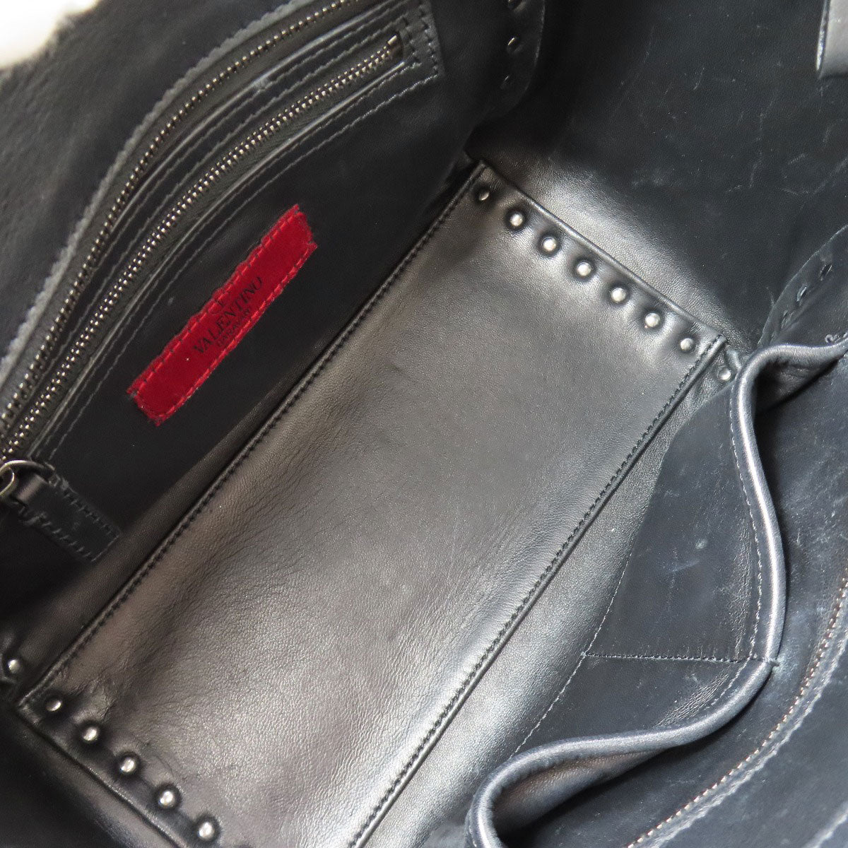 VALENTINO バレンティノ スタッズ 2WAY ハンドバッグ レザー レディース 中古