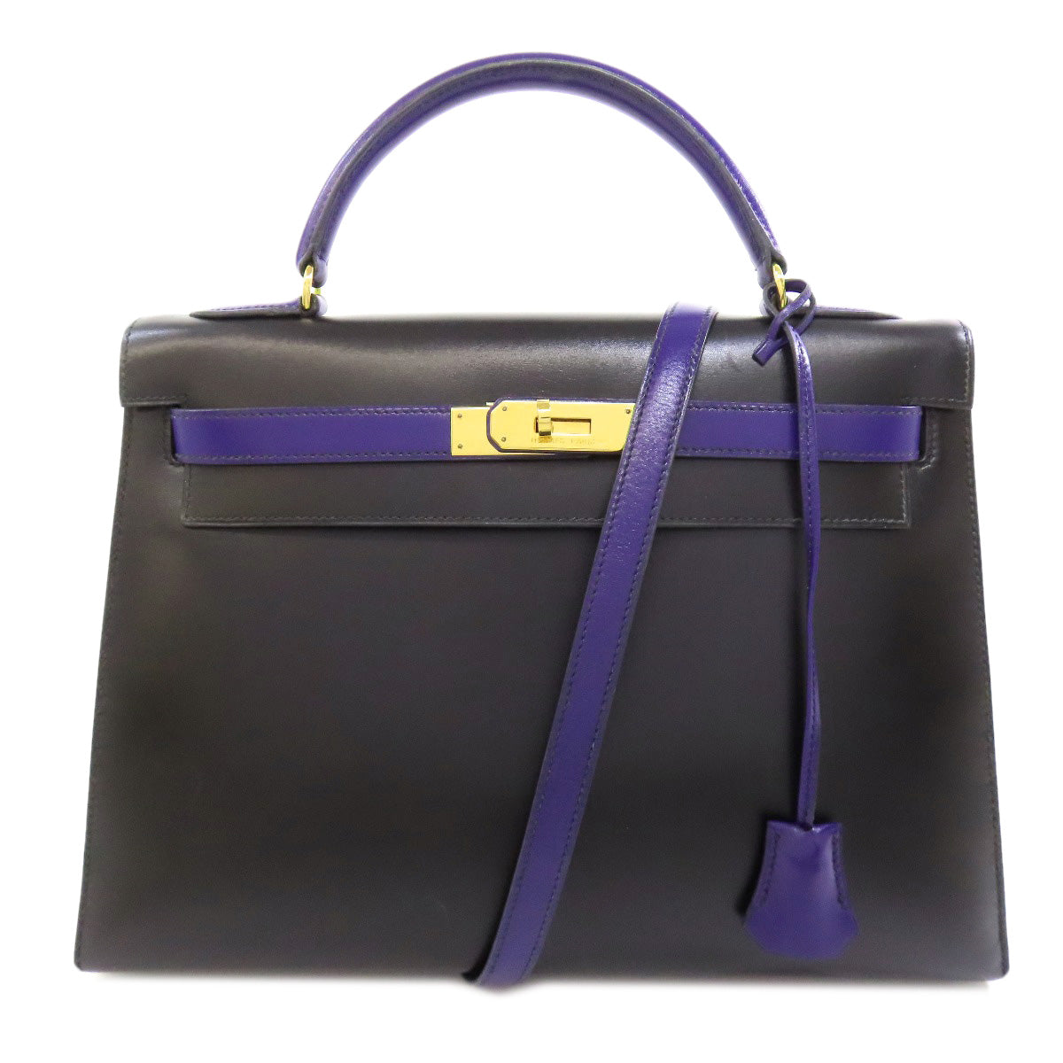 HERMES エルメス ケリー32 外縫い ゴールド金具 ハンドバッグ ボックスカーフ レディース 中古