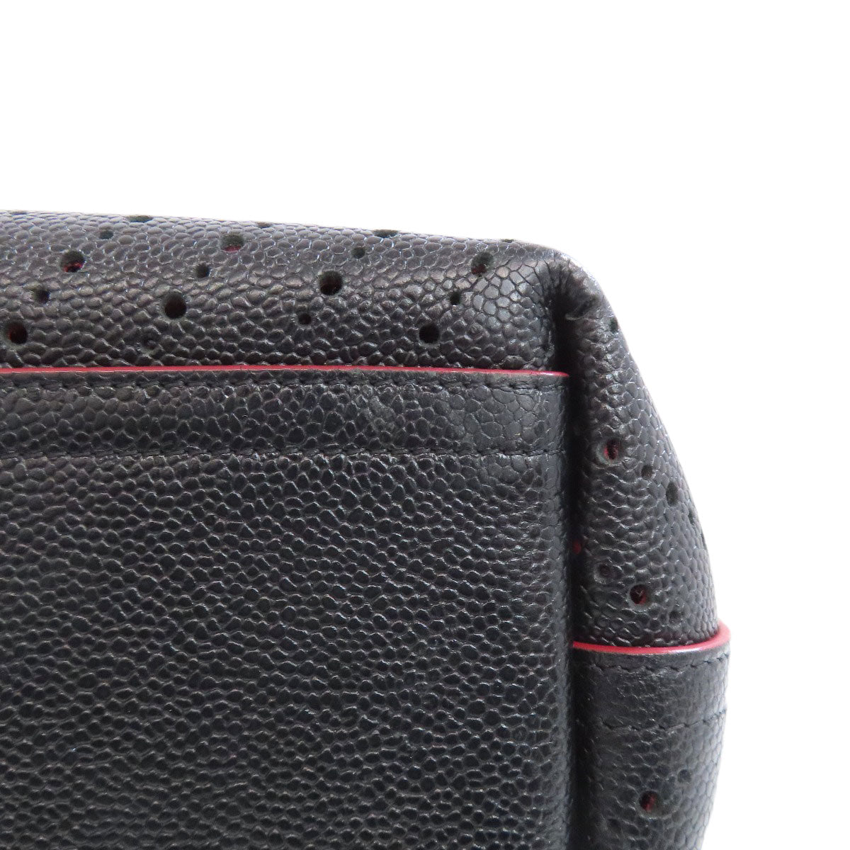 CHANEL シャネル チェーントート パンチング シルバー金具 トートバッグ グレインド カーフスキン レディース 中古