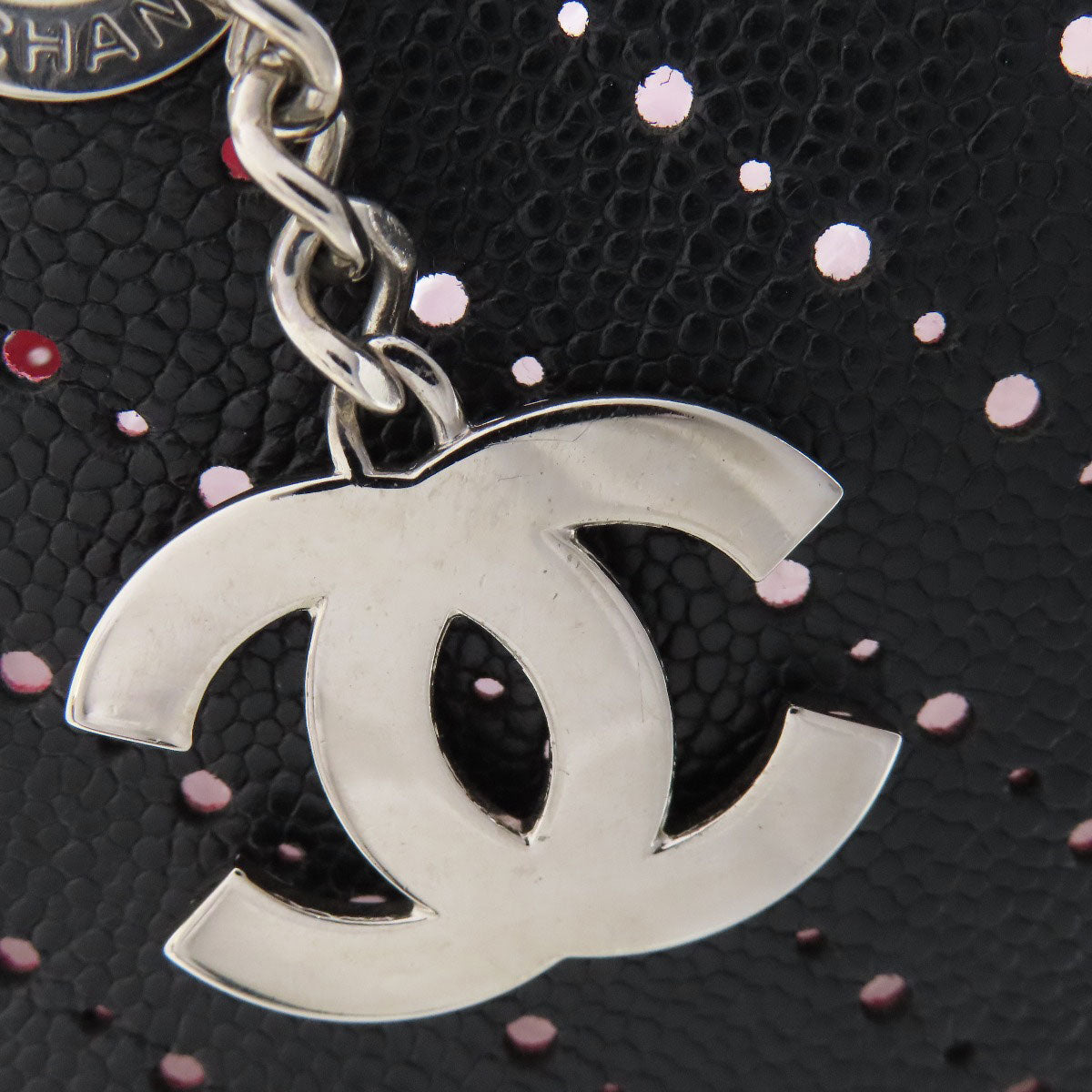 CHANEL シャネル チェーントート パンチング シルバー金具 トートバッグ グレインド カーフスキン レディース 中古