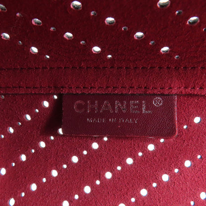 CHANEL シャネル チェーントート パンチング シルバー金具 トートバッグ グレインド カーフスキン レディース 中古