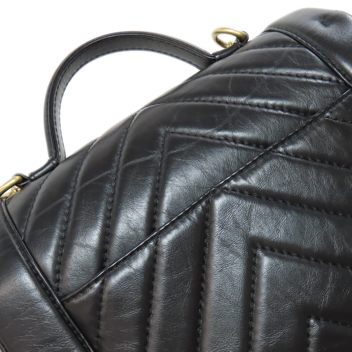 CHANEL シャネル シェブロン Vステッチ ゴールド金具 2WAY ハンドバッグ カーフ レディース 中古
