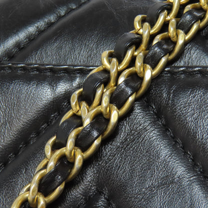 CHANEL シャネル シェブロン Vステッチ ゴールド金具 2WAY ハンドバッグ カーフ レディース 中古