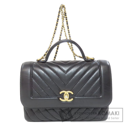 CHANEL シャネル シェブロン Vステッチ ゴールド金具 2WAY ハンドバッグ カーフ レディース 中古