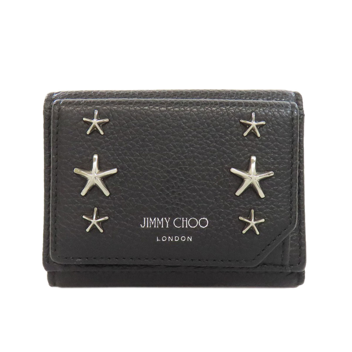 Jimmy Choo ジミーチュウ スターモチーフ コンパクトウォレット 二つ折り財布（小銭入れあり） レザー レディース 中古