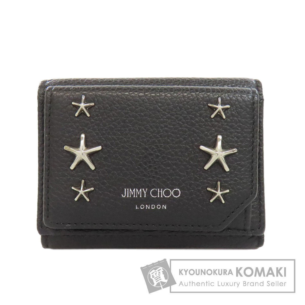 Jimmy Choo ジミーチュウ スターモチーフ コンパクトウォレット 二つ折り財布（小銭入れあり） レザー レディース 中古