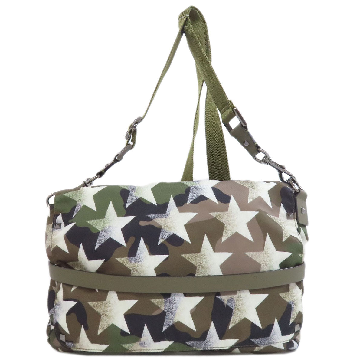 VALENTINO ヴァレンティノ カモフラージュ柄 スターモチーフ ショルダーバッグ ナイロン レディース 中古