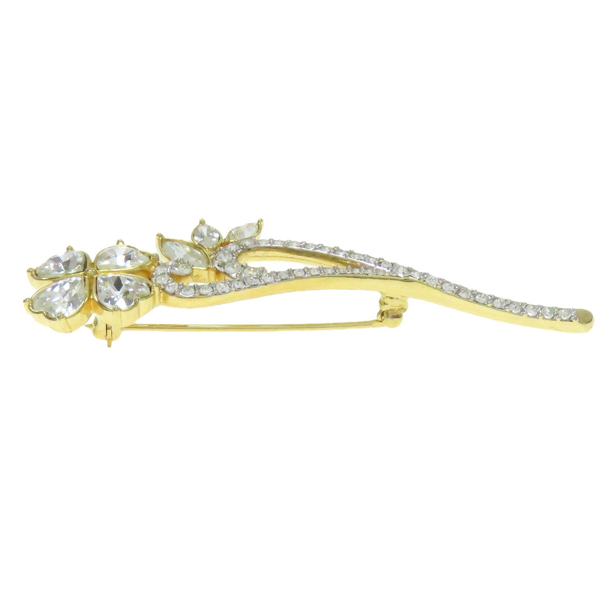 SWAROVSKI スワロフスキー クローバーモチーフ ブローチ 金属製 レディース 中古