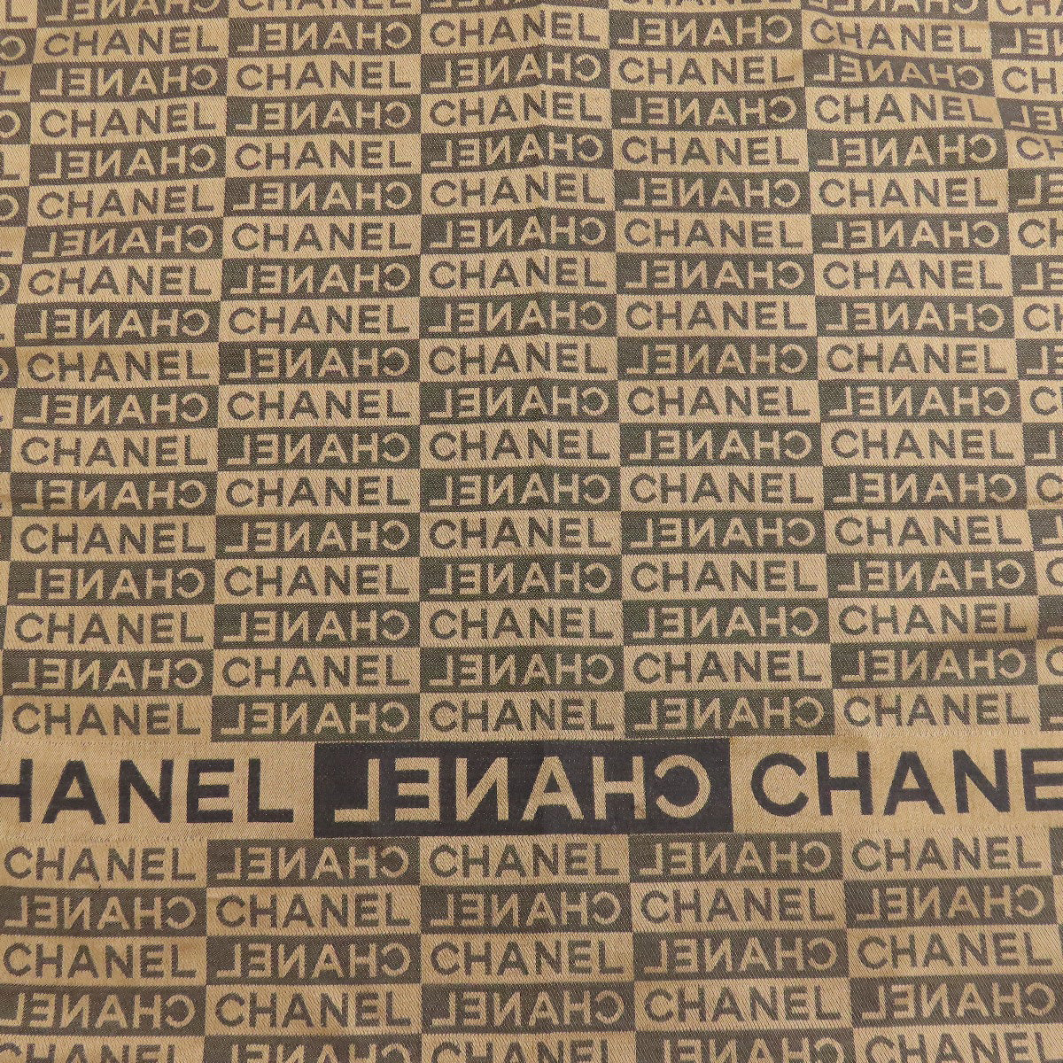 CHANEL シャネル ロゴ総柄 マフラー シルク レディース 中古