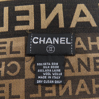 CHANEL シャネル ロゴ総柄 マフラー シルク レディース 中古