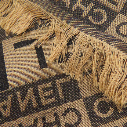 CHANEL シャネル ロゴ総柄 マフラー シルク レディース 中古