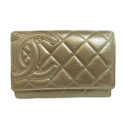 CHANEL シャネル カンボンライン シルバー金具 二つ折り財布（小銭入れあり） カーフ レディース 中古