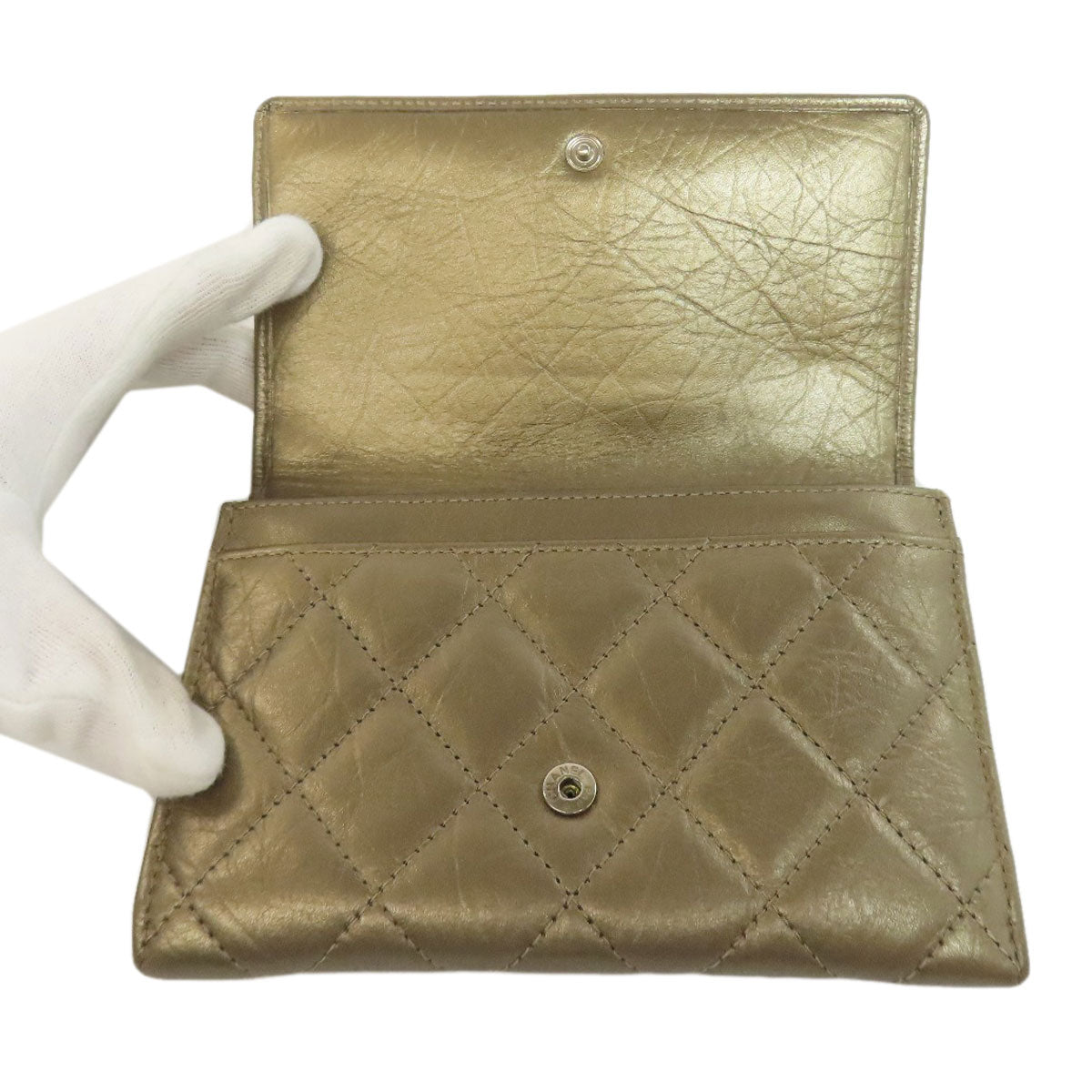 CHANEL シャネル カンボンライン シルバー金具 二つ折り財布（小銭入れあり） カーフ レディース 中古