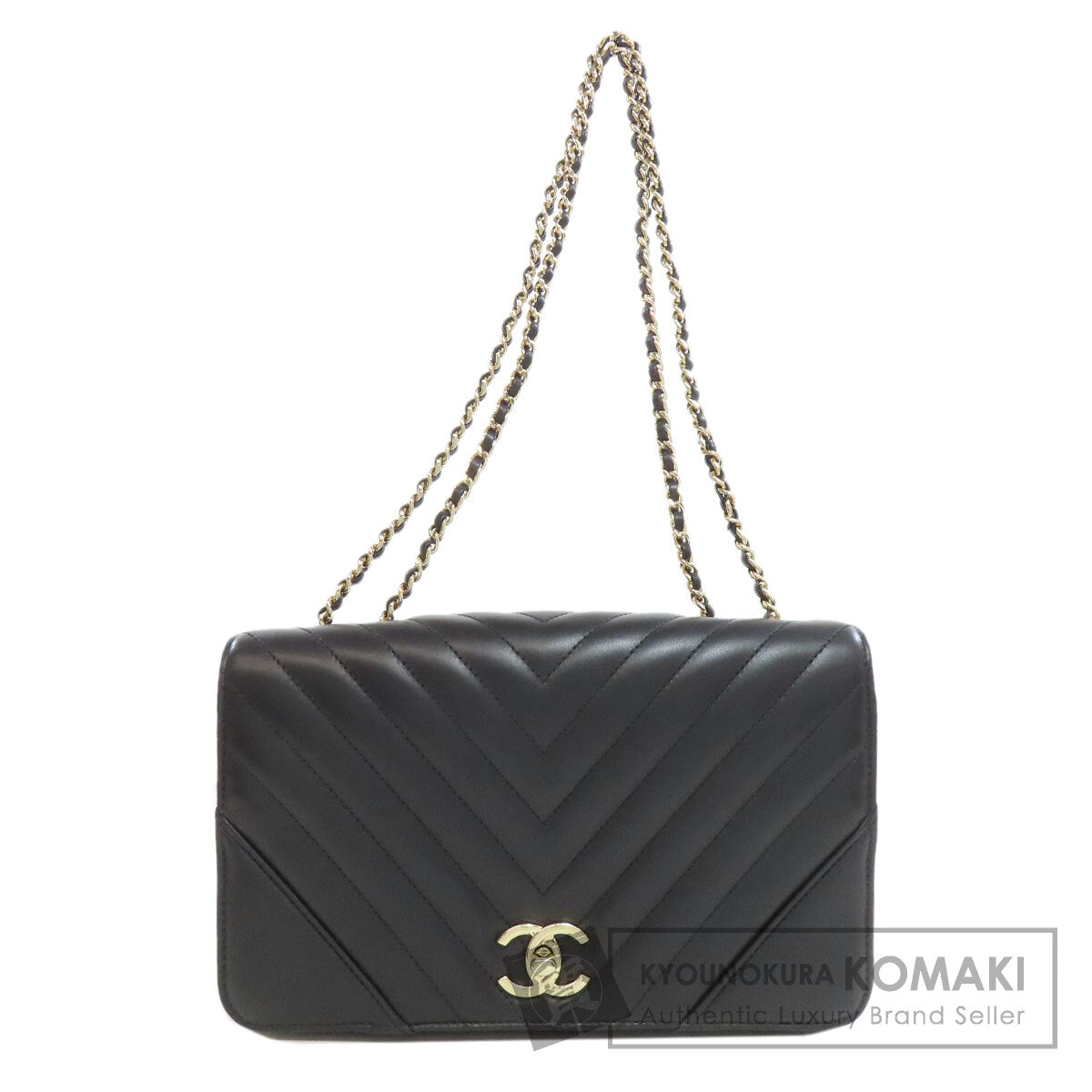 CHANEL シャネル チェーンショルダー Vステッチ ゴールド金具 ショルダーバッグ ラムスキン レディース 中古