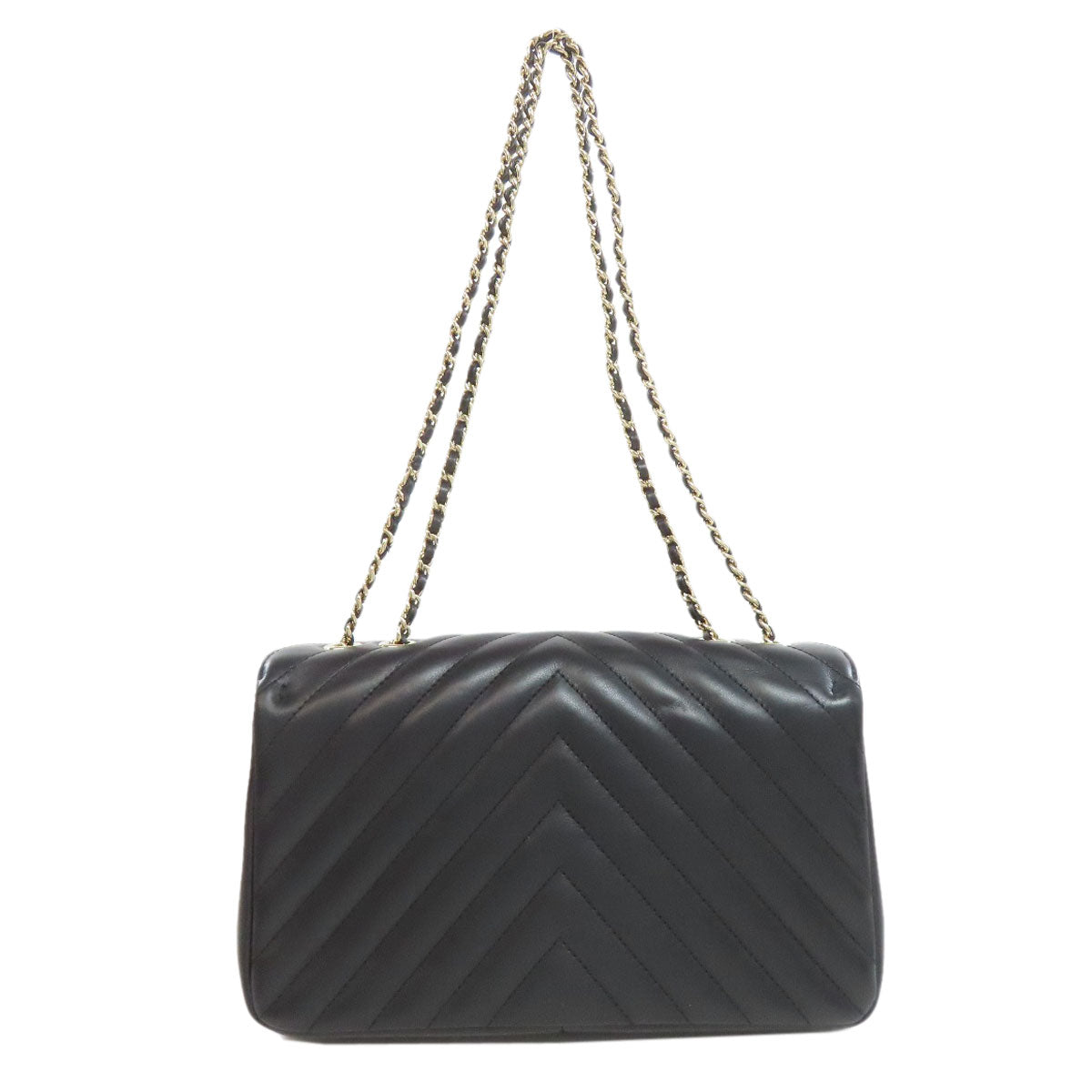 CHANEL シャネル チェーンショルダー Vステッチ ゴールド金具 ショルダーバッグ ラムスキン レディース 中古