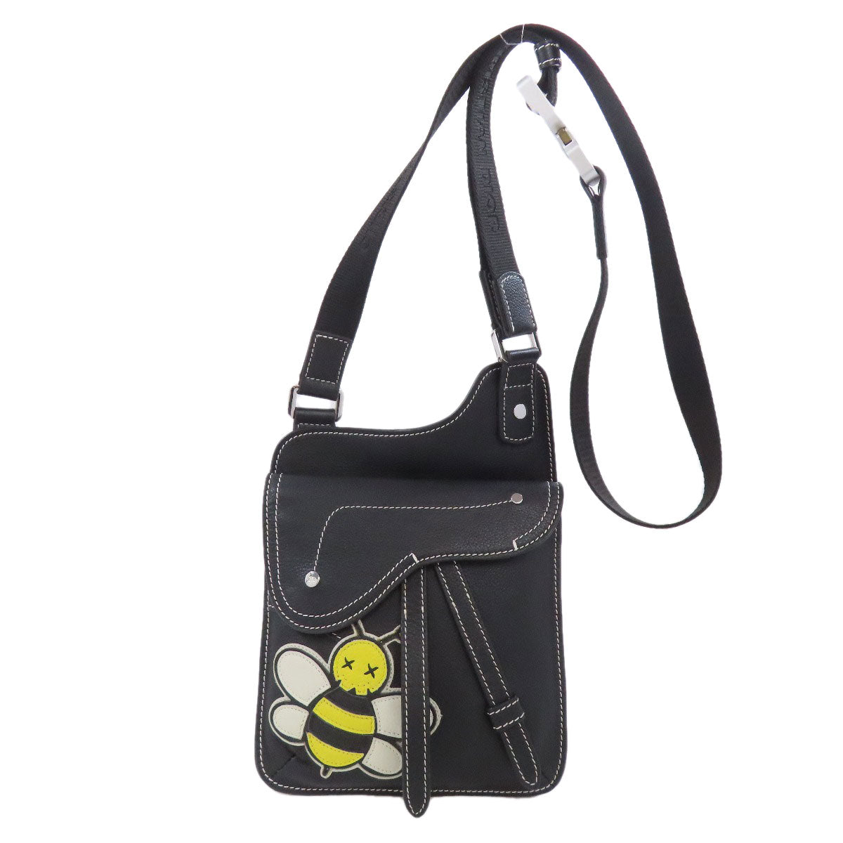 CHRISTIAN DIOR クリスチャンディオール ビー サドル ショルダーバッグ カーフ レディース 中古