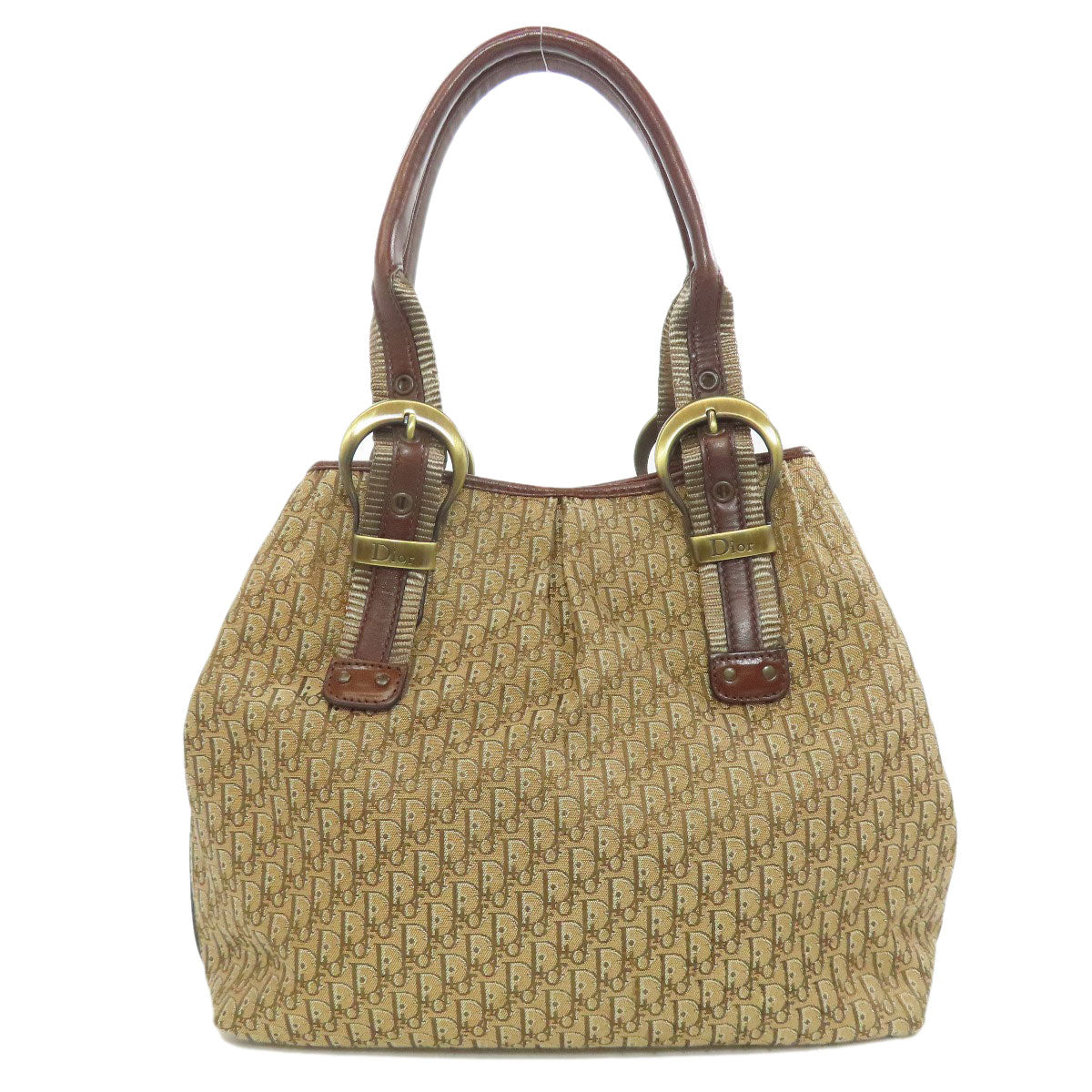 CHRISTIAN DIOR クリスチャンディオール トロッター柄 ハンドバッグ キャンバス レディース 中古