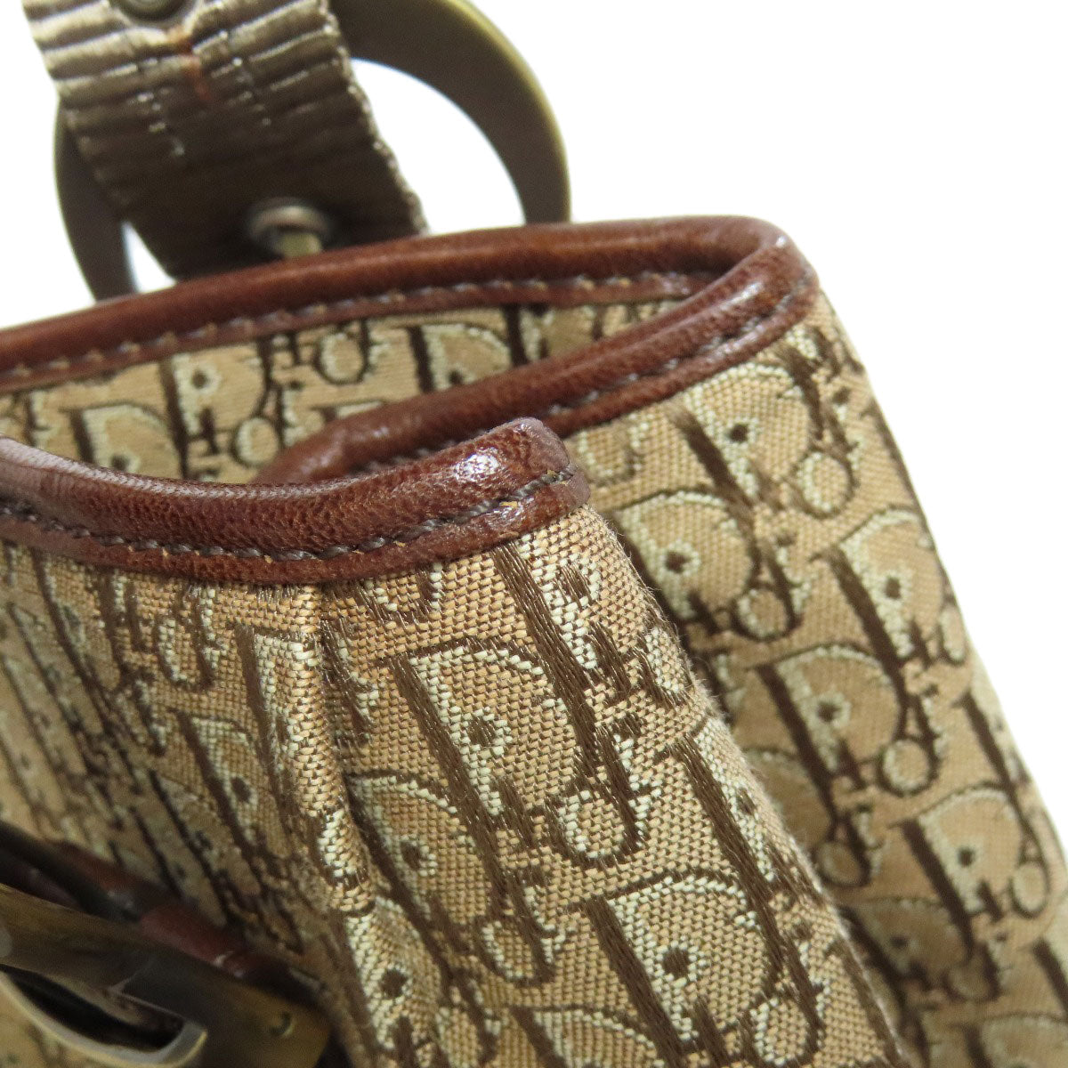 CHRISTIAN DIOR クリスチャンディオール トロッター柄 ハンドバッグ キャンバス レディース 中古