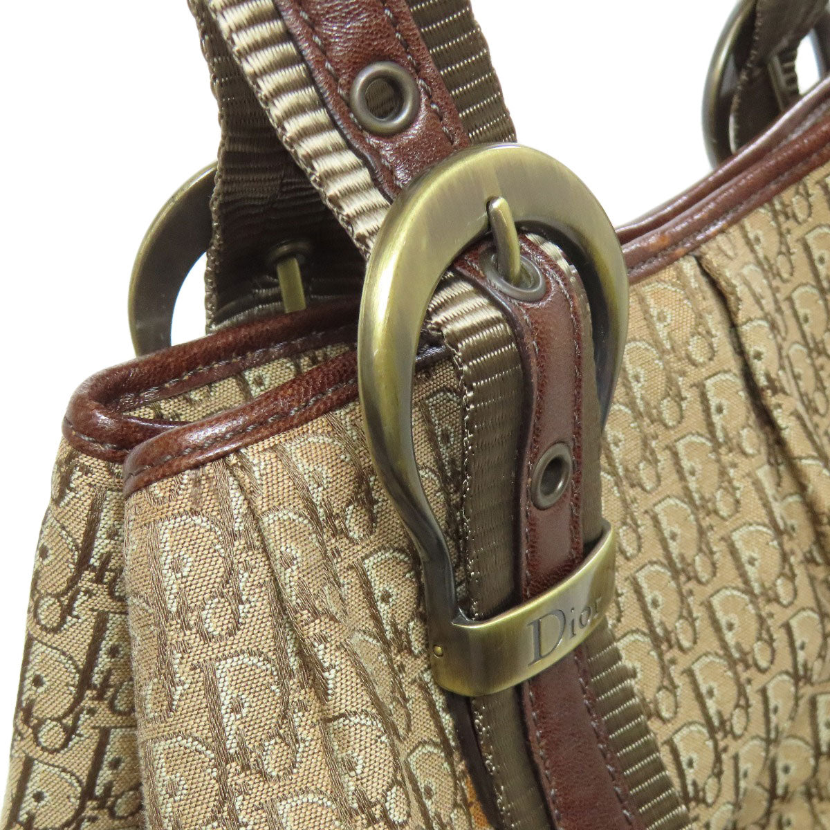 CHRISTIAN DIOR クリスチャンディオール トロッター柄 ハンドバッグ キャンバス レディース 中古