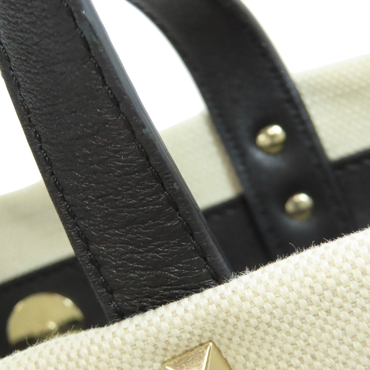 VALENTINO バレンティノ ロゴ スタッズ トートバッグ キャンバス レディース 中古