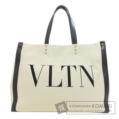 VALENTINO バレンティノ ロゴ スタッズ トートバッグ キャンバス レディース 中古