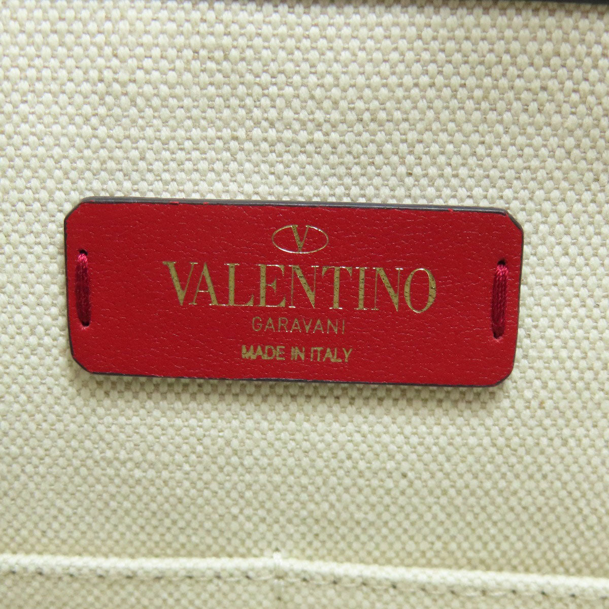 VALENTINO バレンティノ ロゴ スタッズ トートバッグ キャンバス レディース 中古