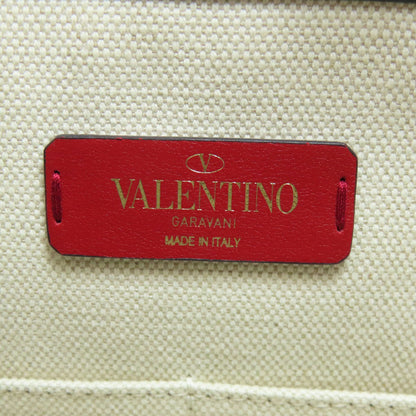 VALENTINO バレンティノ ロゴ スタッズ トートバッグ キャンバス レディース 中古