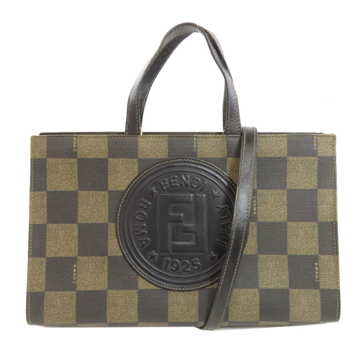 FENDI フェンディ 市松模様 2WAY ハンドバッグ PVC レディース 中古