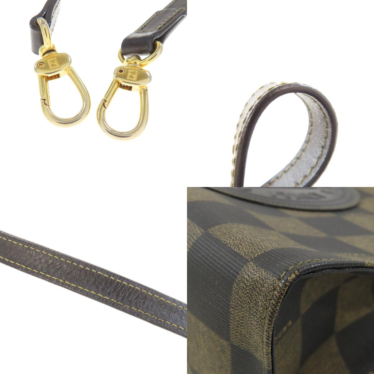 FENDI フェンディ 市松模様 2WAY ハンドバッグ PVC レディース 中古