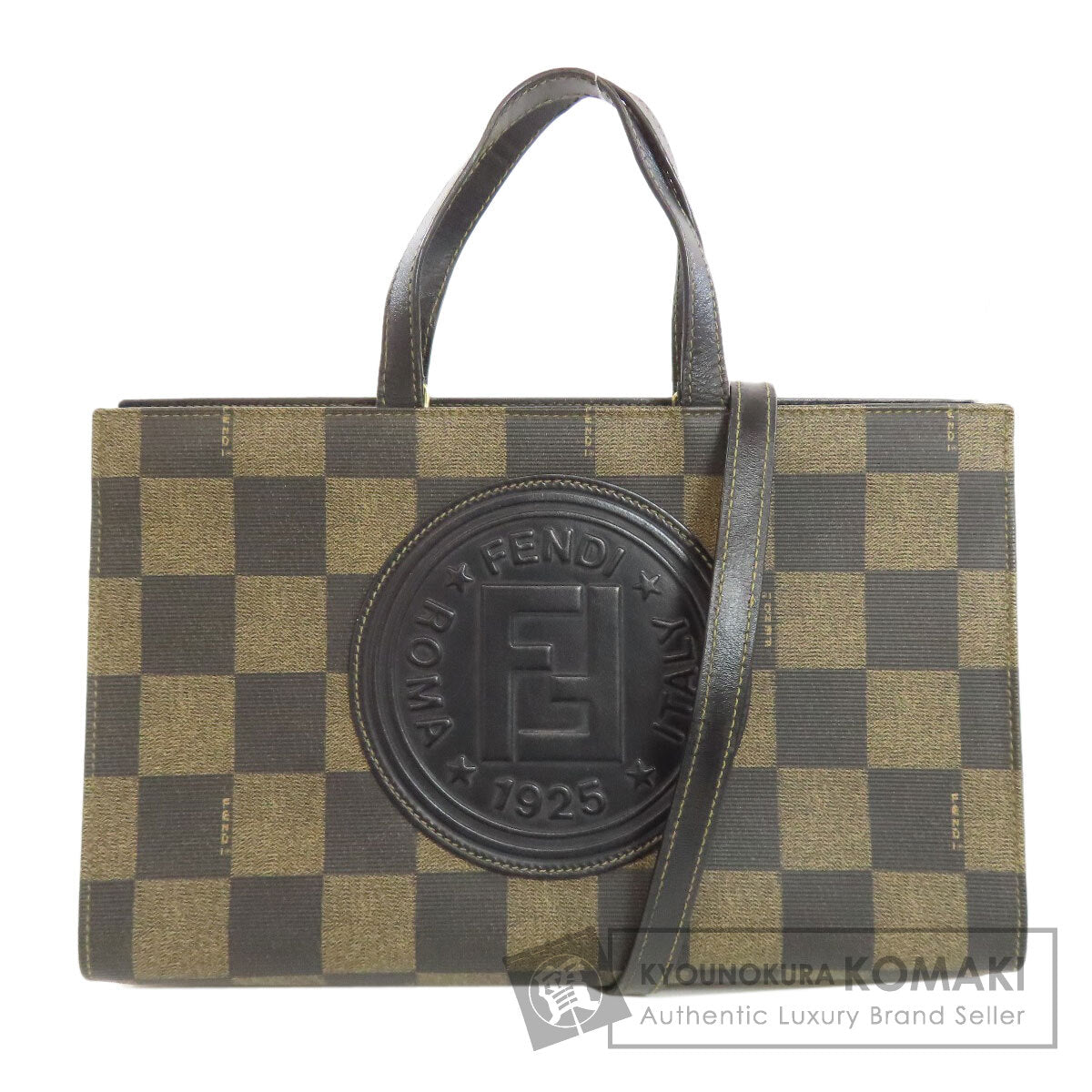 FENDI フェンディ 市松模様 2WAY ハンドバッグ PVC レディース 中古