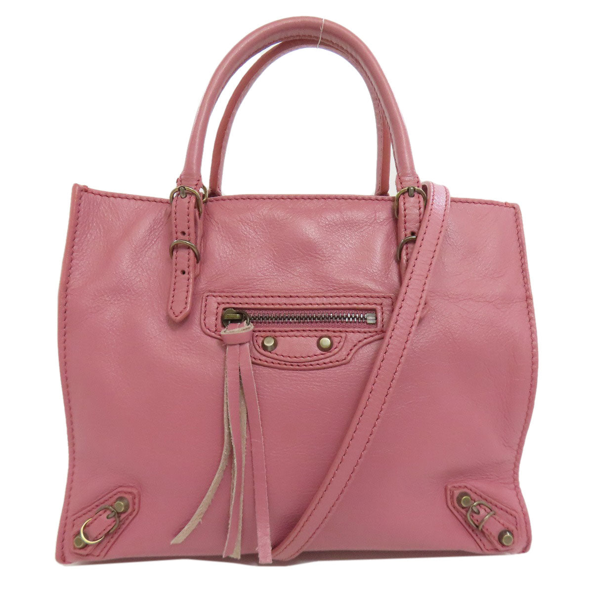 BALENCIAGA バレンシアガ 305572 ペーパーバッグ ミニ 2WAY ハンドバッグ カーフ レディース 中古